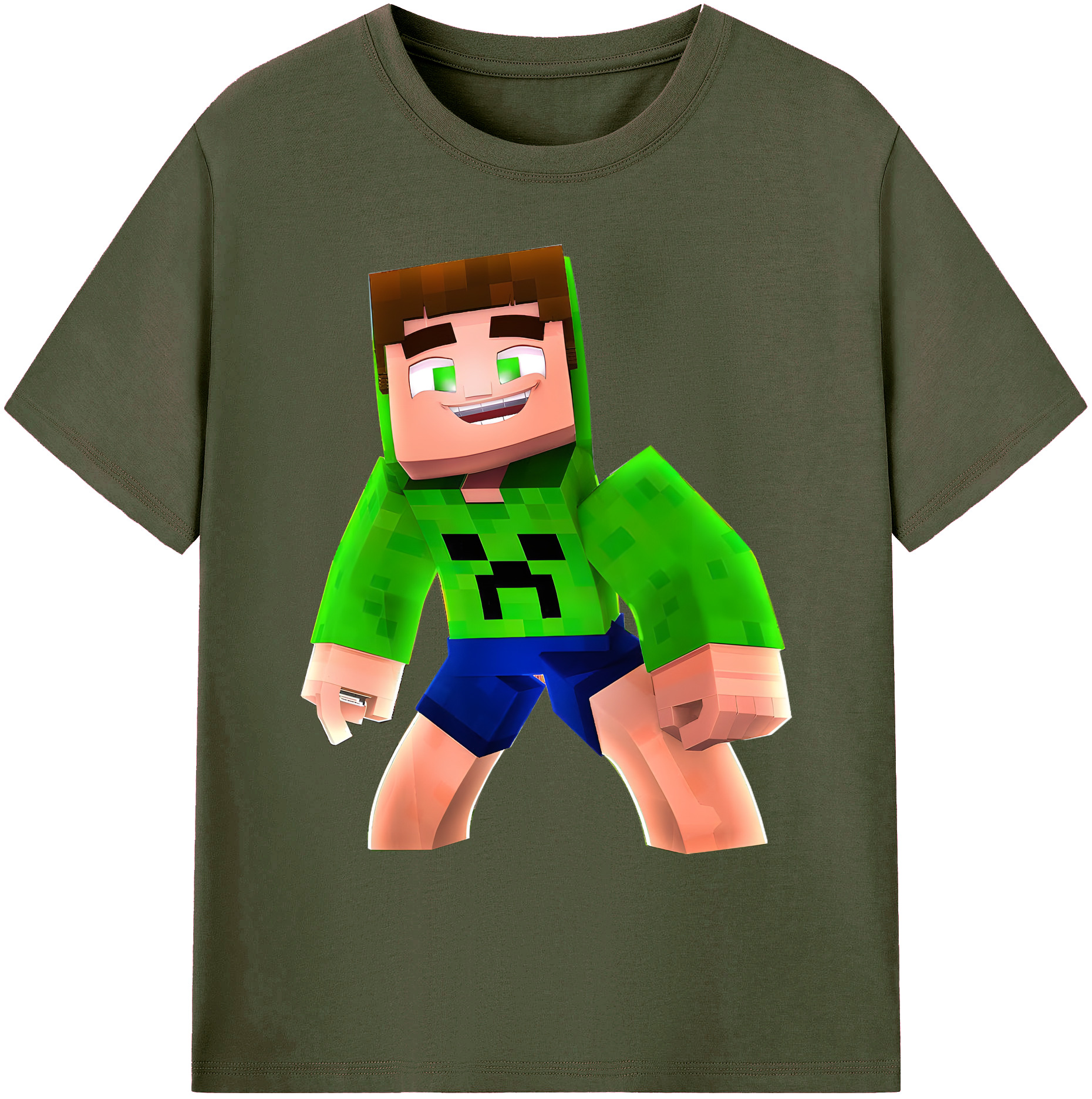 （画像用） マインクラフト ブロックの世界 Minecraft MC Block world 綿100％ メンズ半袖Tシャツ｜肌触りやわらか＆通気性